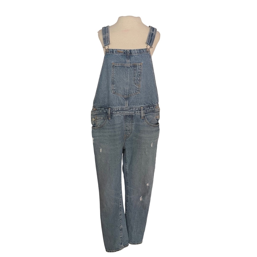 Levis Denim Overalls Womens L Blue Cotton Distressed Vintage Boho Relaxed Bib